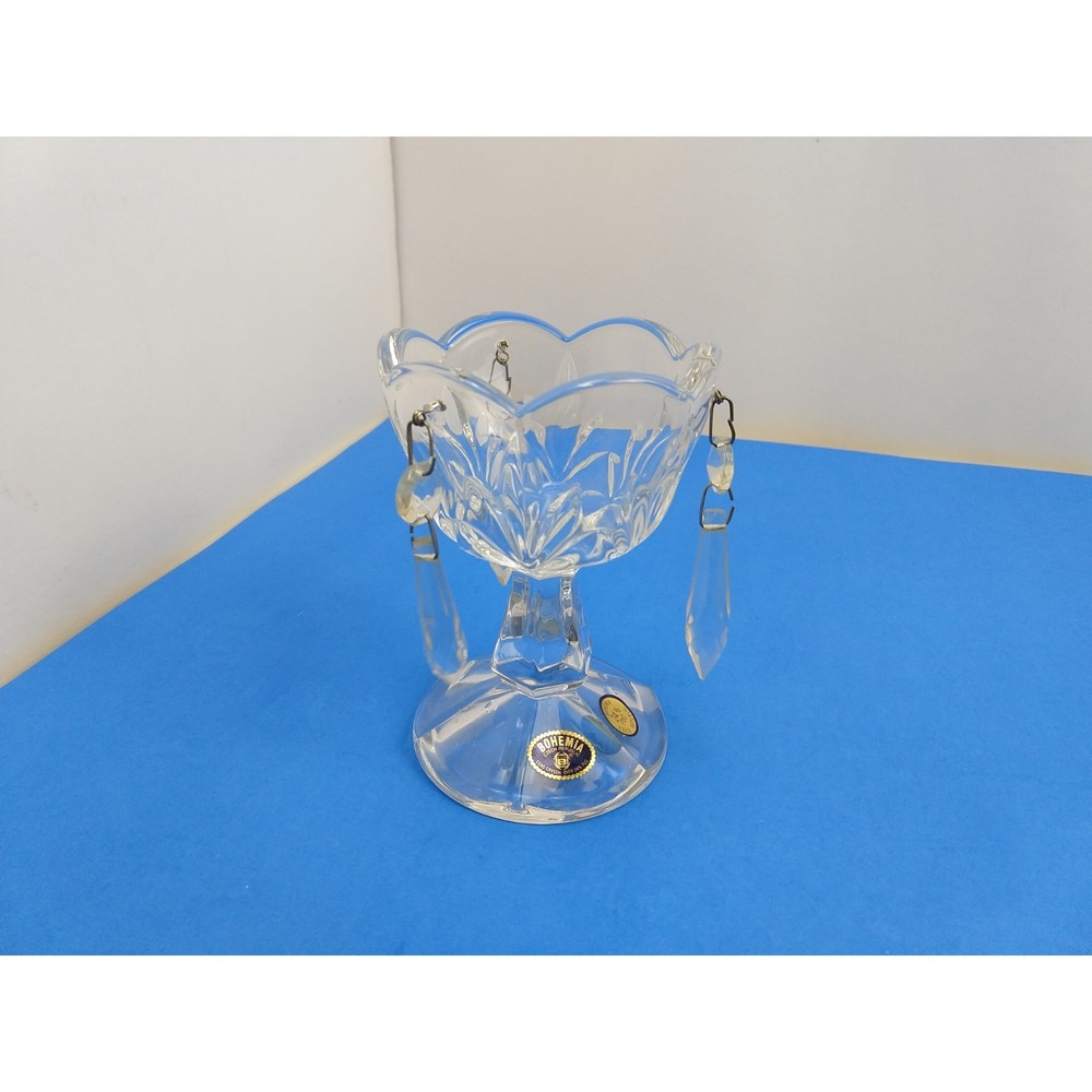Bohemia Lead Crystal Chandelier Goblet Prizm Candle Holder Clear Czech Republic